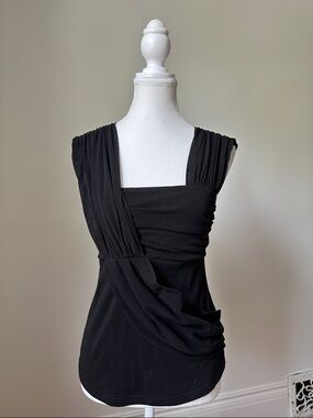 TENSION Vintage Black Whimsigoth Punk Feminine Drapey Tank‎ Top Size Small